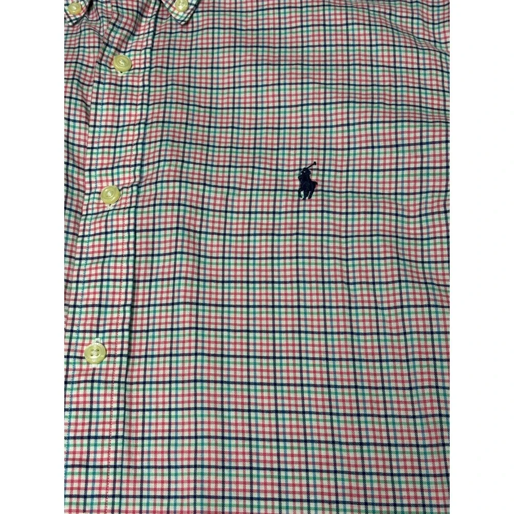 Ralph Lauren Mens XL Long Sleeve Button Down Shirt Tattersall Check Red Blue